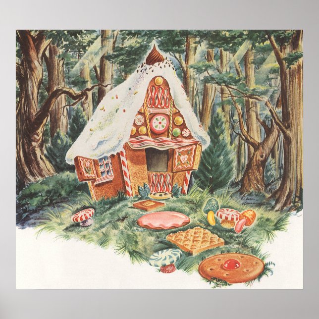 Vintage Märchen, Hänsel und Gretel Candy House Poster (Vorne)
