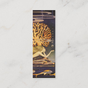 Vintage Märchen, kleine Meerjungfrau im Ozean Cora Telefonnummerkarte