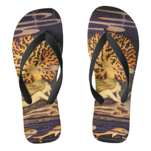 Vintage Märchen, Kleine Meerjungfrau in Meereskora Flip Flops