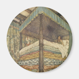 Vintage Märchen, Prinzessin und Erbse, Edmund Dula Magnet