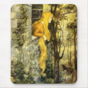 Vintage Märchen, Rapunzel mit Langblonde Mousepad