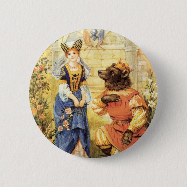 Vintage Märchen, Schönheit und Bestie Button (Vorderseite)