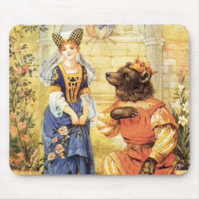Vintage Märchen, Schönheit und Bestie Mousepad (Vorne)