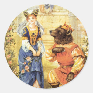 Vintage Märchen, Schönheit und Bestie Runder Aufkleber