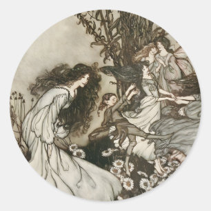 Vintage-Märchenillustration von Arthur Rackham Runder Aufkleber