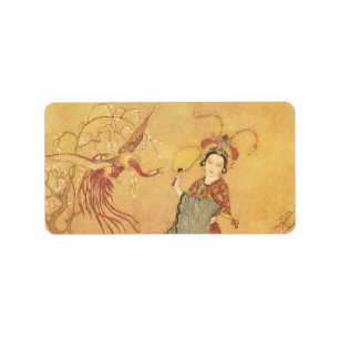 Vintage Märchenprinzessin Badoura, Edmund Dulac Adressaufkleber