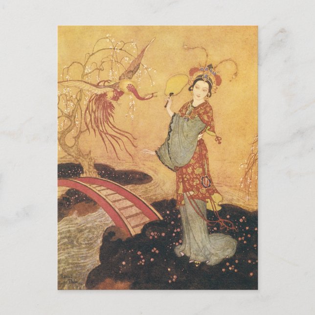 Vintage Märchenprinzessin Badoura, Edmund Dulac Postkarte (Vorderseite)