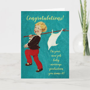 Vintage marching child congratulations card karte