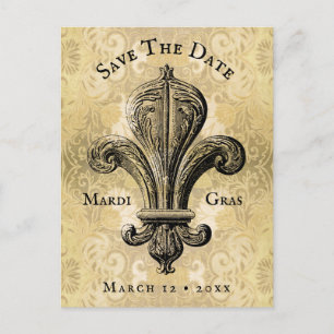 Vintage Mardi Gras Fleur de Lis Postkarte