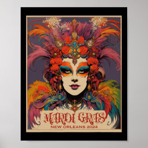 Vintage Mardi Gras Frauen Poster