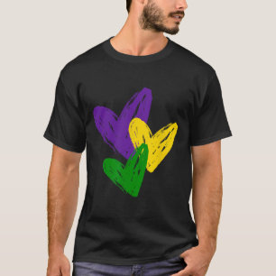 Vintage Mardi Gras Süße Herzen Lustige Liebe Fraue T-Shirt