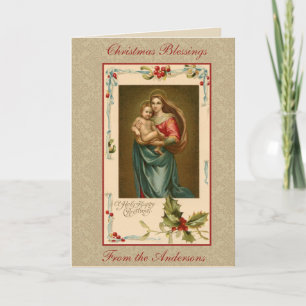 Vintage Maria Madonna Jesuskind religiös Feiertagskarte