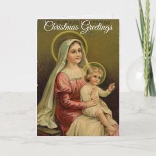 Vintage-Maria-mit-Jesus-Weihnachts-Grußkarte Karte
