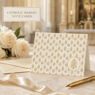 Vintage-Mariä-Monogramm-Rosen katholische Hochzeit Dankeskarte