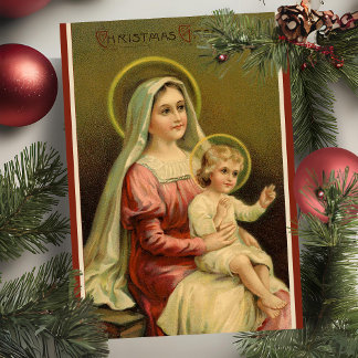 Vintage Maria und Jesuskind Weihnachtskarte nach M Feiertagskarte