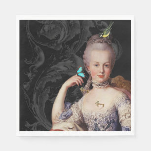 Vintage Marie Antoinette, schwarz mit Schloss und Serviette
