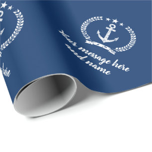 Vintage marineblaue nautische Bootsanker individue Geschenkpapier