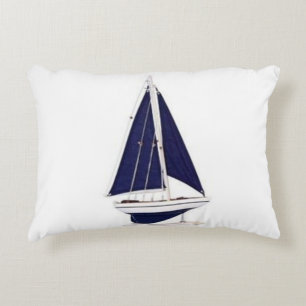 vintage marineblaue Segeljacht Dekokissen