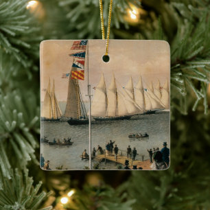Vintage-Maritim, New York Yacht Club-Regatta Keramikornament
