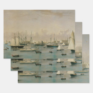 Vintage-Maritim, Yachtgeschwader im Hafen von Newp Geschenkpapier Set