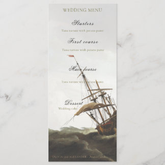 Vintage-Maritime-Nautisches-Schiff-Altes-Geld-Menü Menükarte