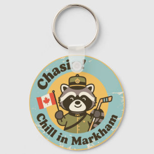 Vintage Markham Ontario entspannter Waschbär Schlüsselanhänger