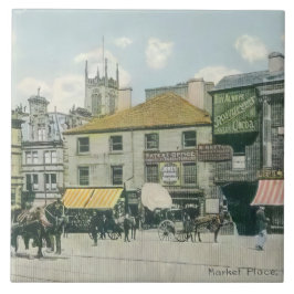 Vintage Marktszene - Huddersfield Marketplace Fliese