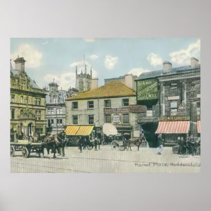 Vintage Marktszene - Huddersfield Marketplace Poster