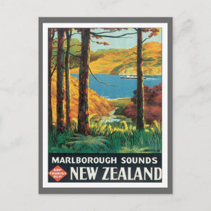 Vintage Marlborough Sounds Neuseeland Postkarte