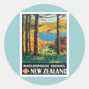 Vintage Marlborough Sounds Neuseeland Runder Aufkleber