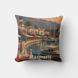 Vintage Marmaris Türkei Reise Poster Kissen
