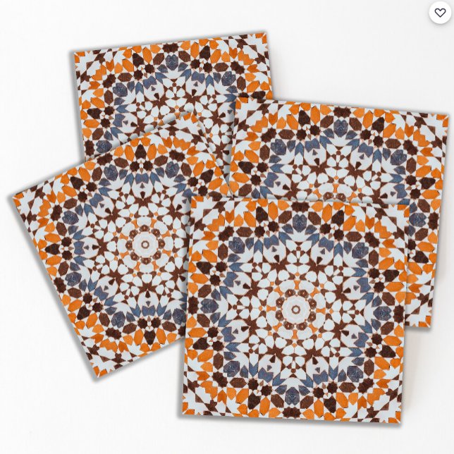 Vintage marokkanische Mosaik Orange Blue Keramik T Fliese (Von Creator hochgeladen)
