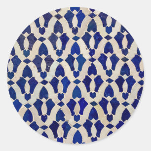 Vintage-Marokkanisches Arabesken-Fliesen-Mosaikdes Runder Aufkleber
