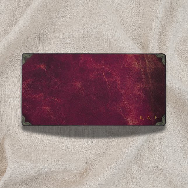 Vintage Maroon Leather Look Personalized Schreibtischunterlage (Von Creator hochgeladen)
