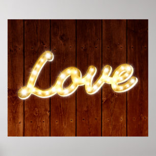 Vintage-Marquee-Leuchten Liebesposter - Scheunenbr Poster