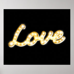 Vintage-Marquee-Lichter-Liebesposter - schwarz Poster