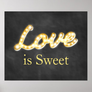 Vintage Marquee Lights Liebe ist Sweet - Chalkboar Poster