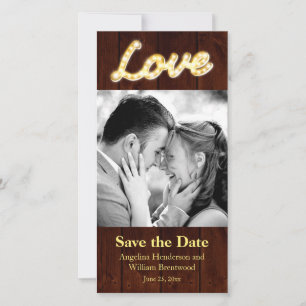 Vintage Marquee Lights Save the Date Fotokarte