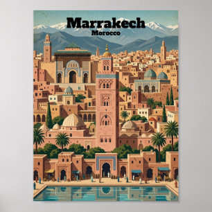 Vintage Marrakech Marokko Architektur Reise Poster