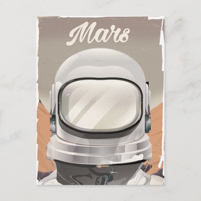 Vintage Mars Astronaut Postkarte (Vorderseite)