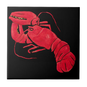 Vintage Marsden Hartley Roter Hummer auf schwarzer Fliese