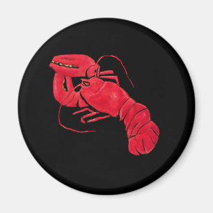 Vintage Marsden Hartley Roter Hummer auf schwarzer Magnet