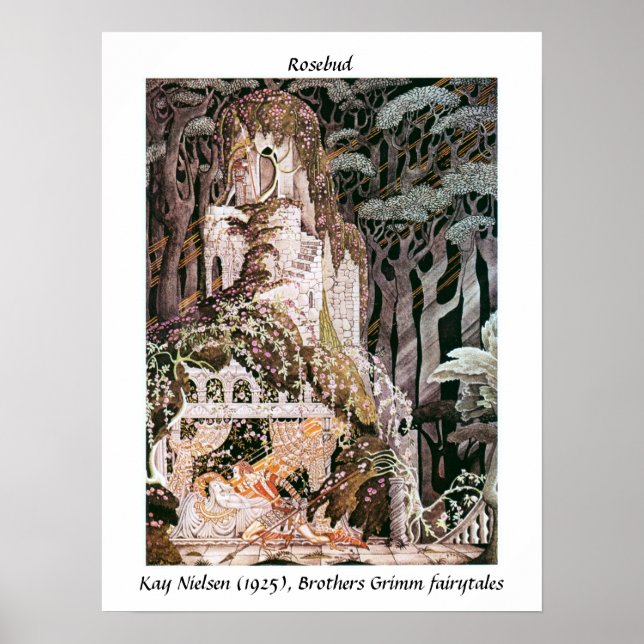 Vintage Märtale Rosenknospe-Illustration Kay Niels Poster (Vorne)