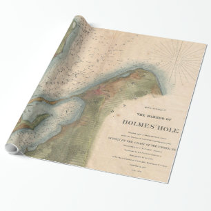 Vintage Martha's Vineyard Holmes Loch-Karte (1847) Geschenkpapier