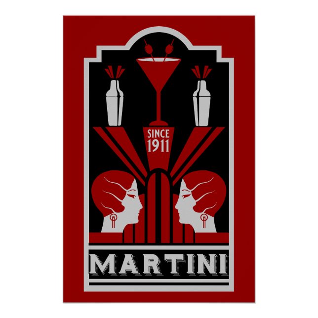 Vintage Martini Art Deco Poster (Vorderseite)
