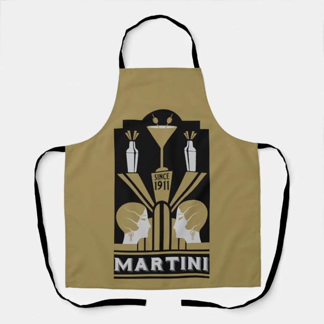 Vintage Martini Art Deco Schürze (Vorderseite)