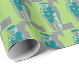 Vintage-Martini-Shaker in Grün und Grau Geschenkpapier