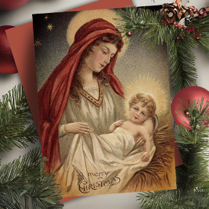 Vintage Mary mit dem Baby Jesus Custom Christmas Feiertagskarte