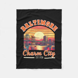 Vintage Maryland Baltimore Charm City Reise Retro Fleecedecke