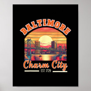 Vintage Maryland Baltimore Charm City Reise Retro Poster